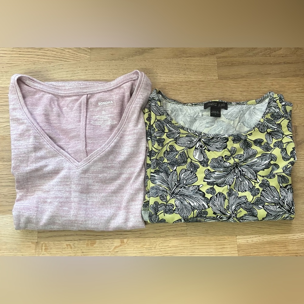 2 bundle J.Jill green flowers and Sonoma pink tank tops Size:S